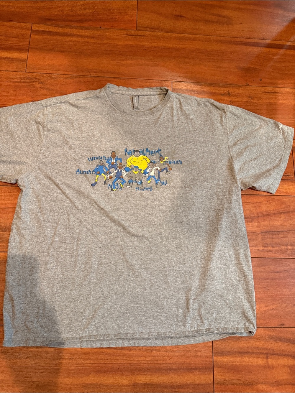 Gray Graphic Crew Neck T-Shirt with Yellow Accent fat Albert T-shirt